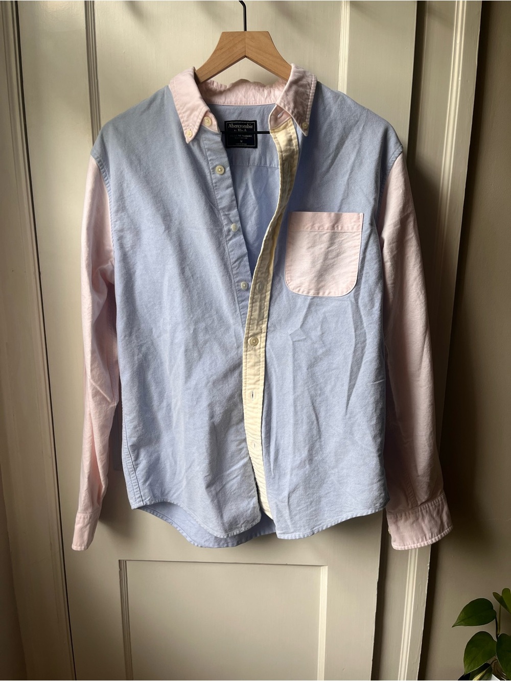 Abercrombie & Fitch Pastel Colorblock Button-Down - Light Blue, Pink, & Yellow